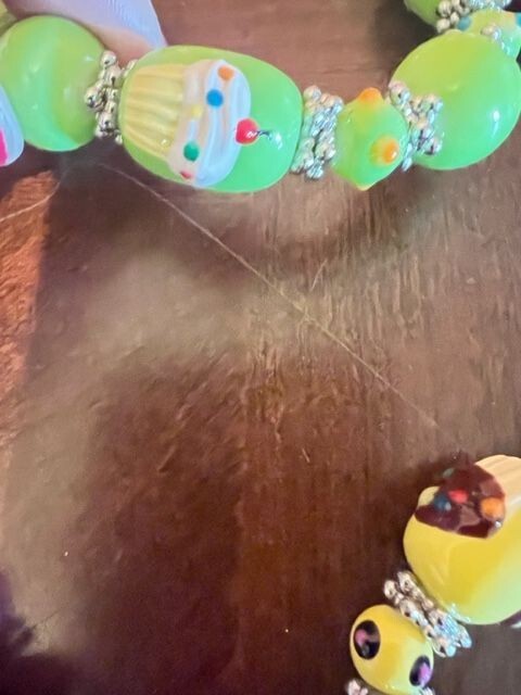 fiona Handmade Cupcake Beaded 5 Bracelets Set For Girls & a heart necklace