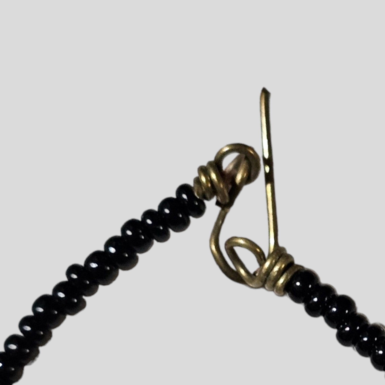 Coffee Bean Seed Bead Bib Necklace 16 Inches Handmade