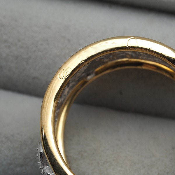 Auth Carrera y Carrera Ring Diamond Ronda Angel Heart US6-6.25 18K YG/WG