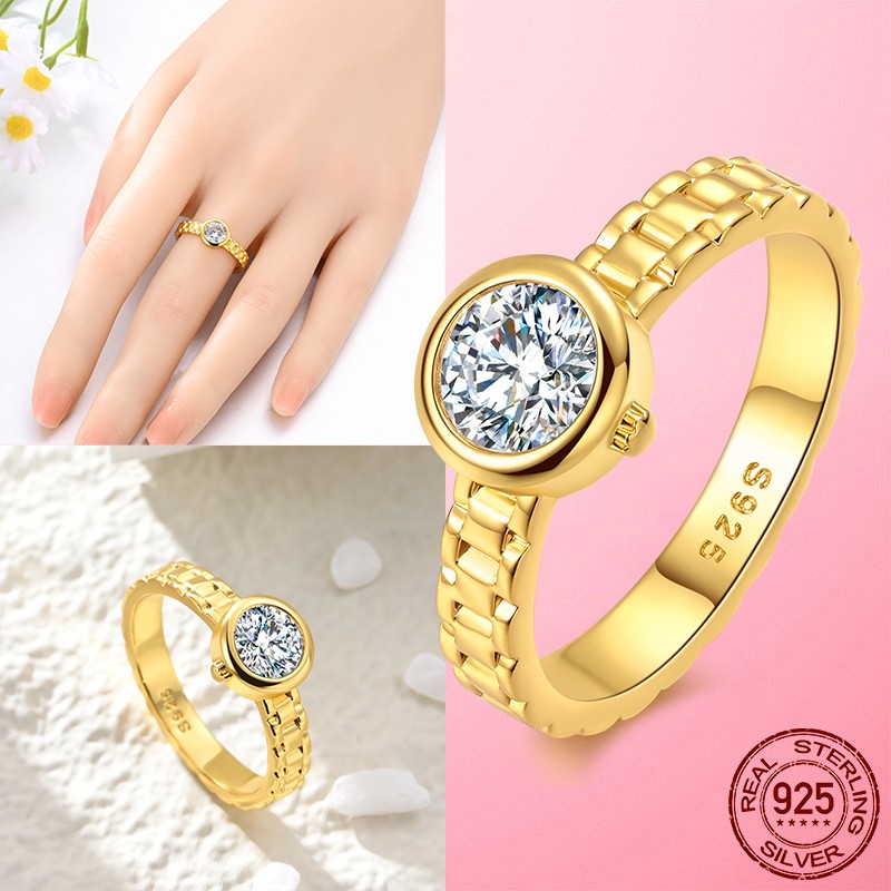 LAZA Original 925 Sterling Silver Ring CZ Round for Women Jewelry