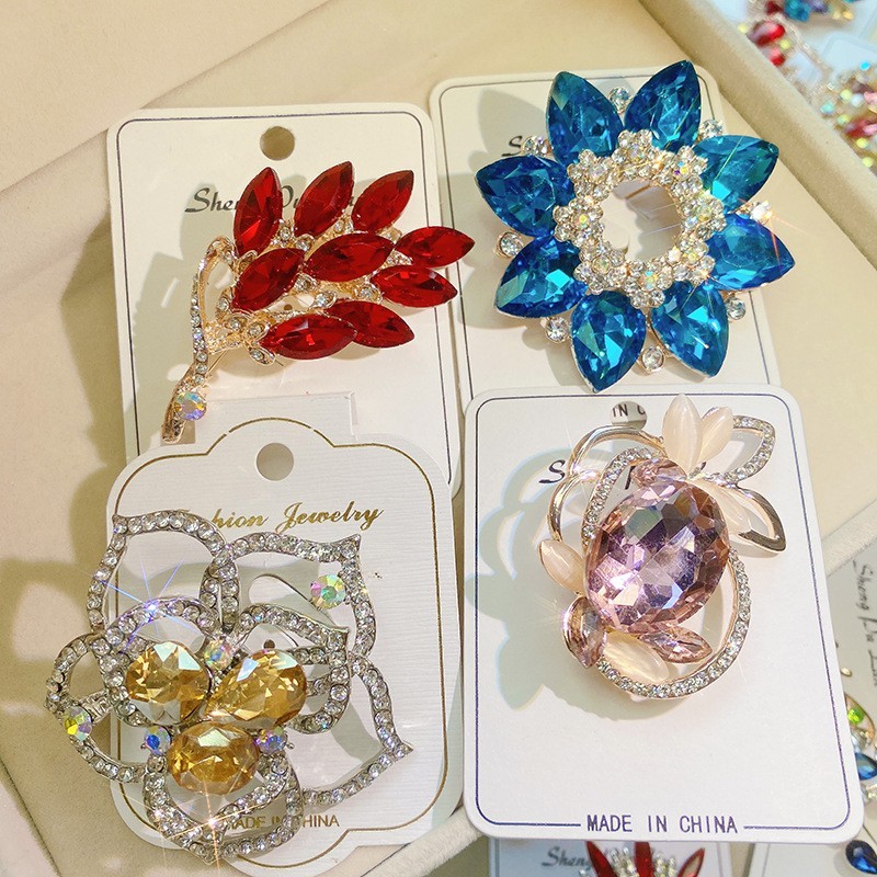 Bulk 12pcs Mix Crystal CZ Pearl Floral Brooches Lot Random Wedding Gift Jewelry