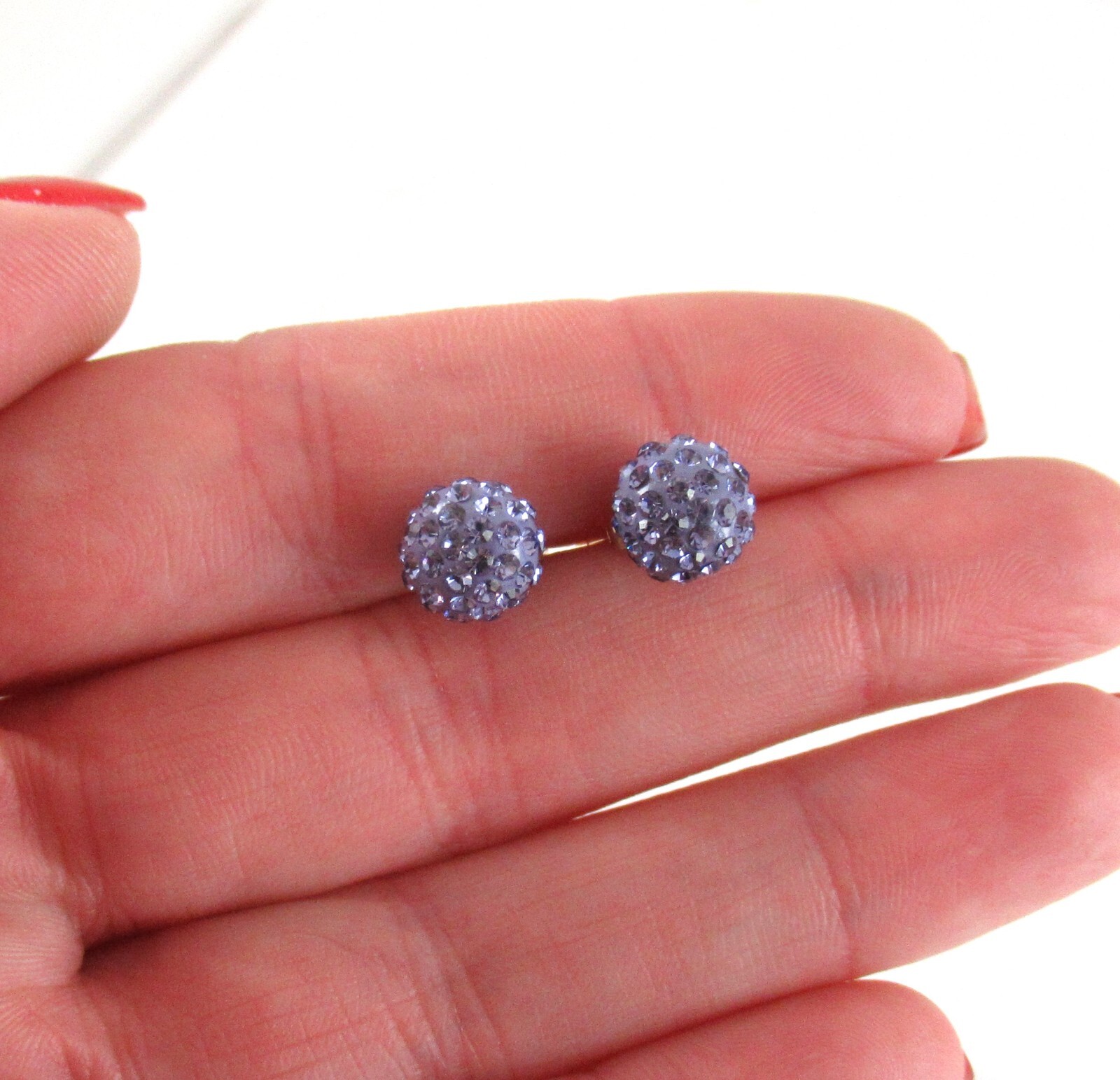 14k Yellow Gold Purple Rhinestone Disco Earrings FZN Fuzion Creations Stud