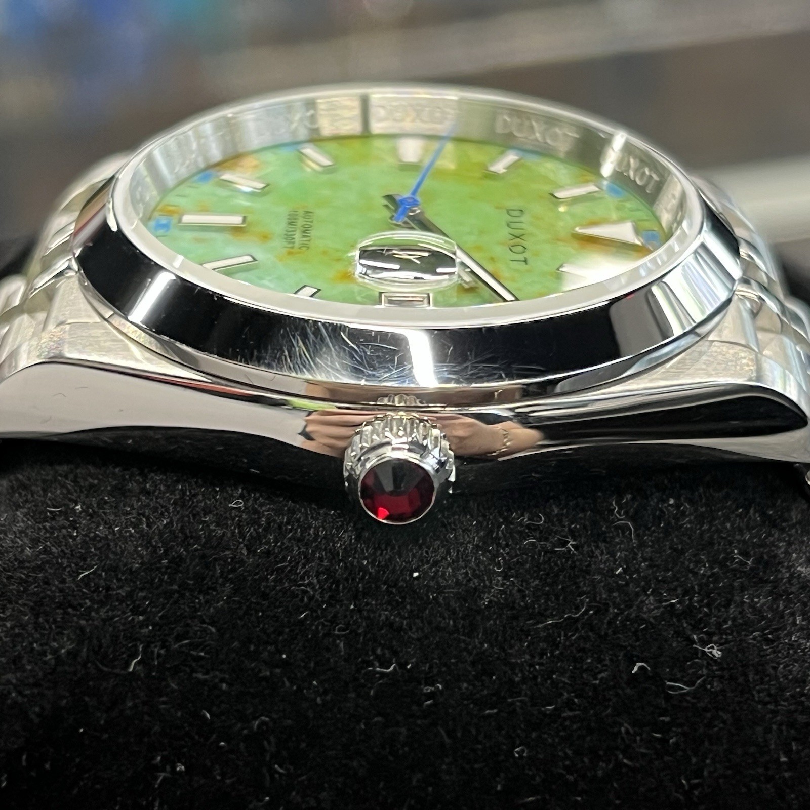 Duxot Vezeto Automatic Limited Edition Lime Green Gemstone Watch DX-2061-55