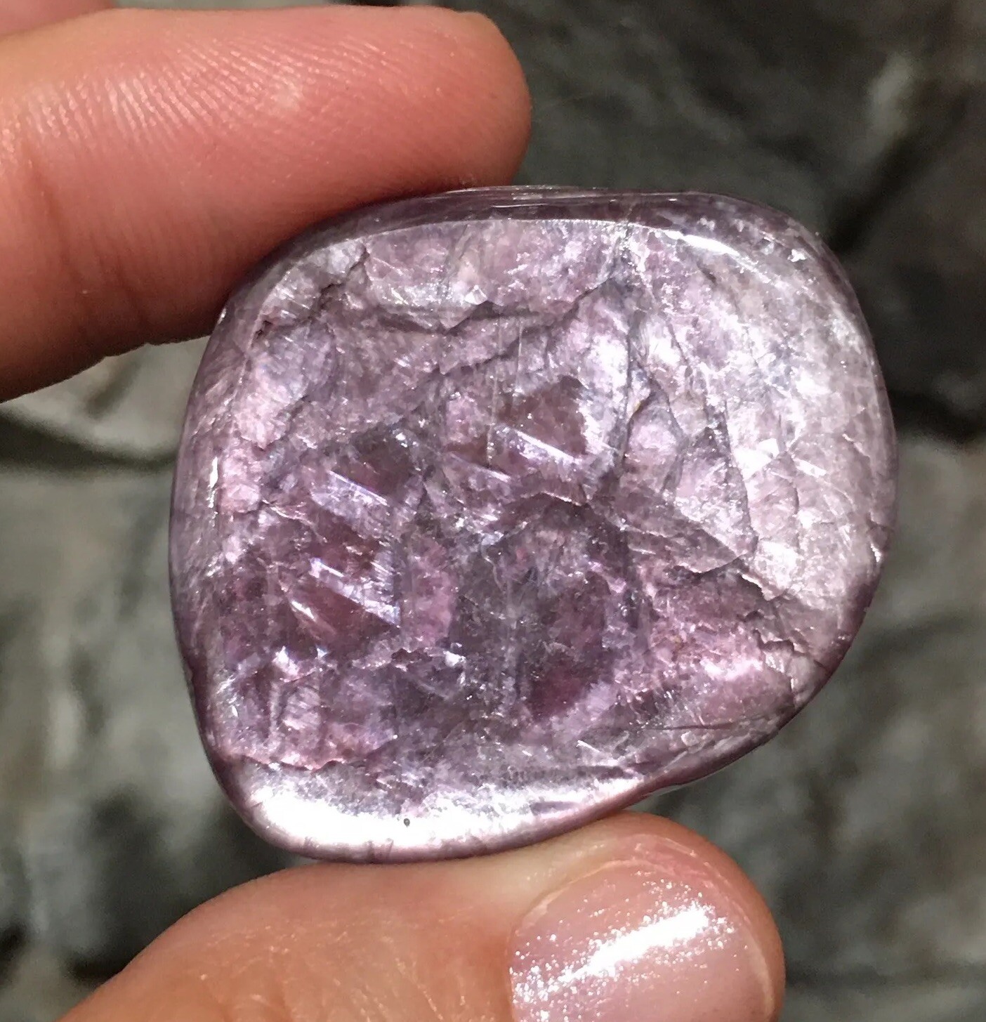 35×32.5×5.7mm Dark Purple Lepidolite Cabochon Loose Stone