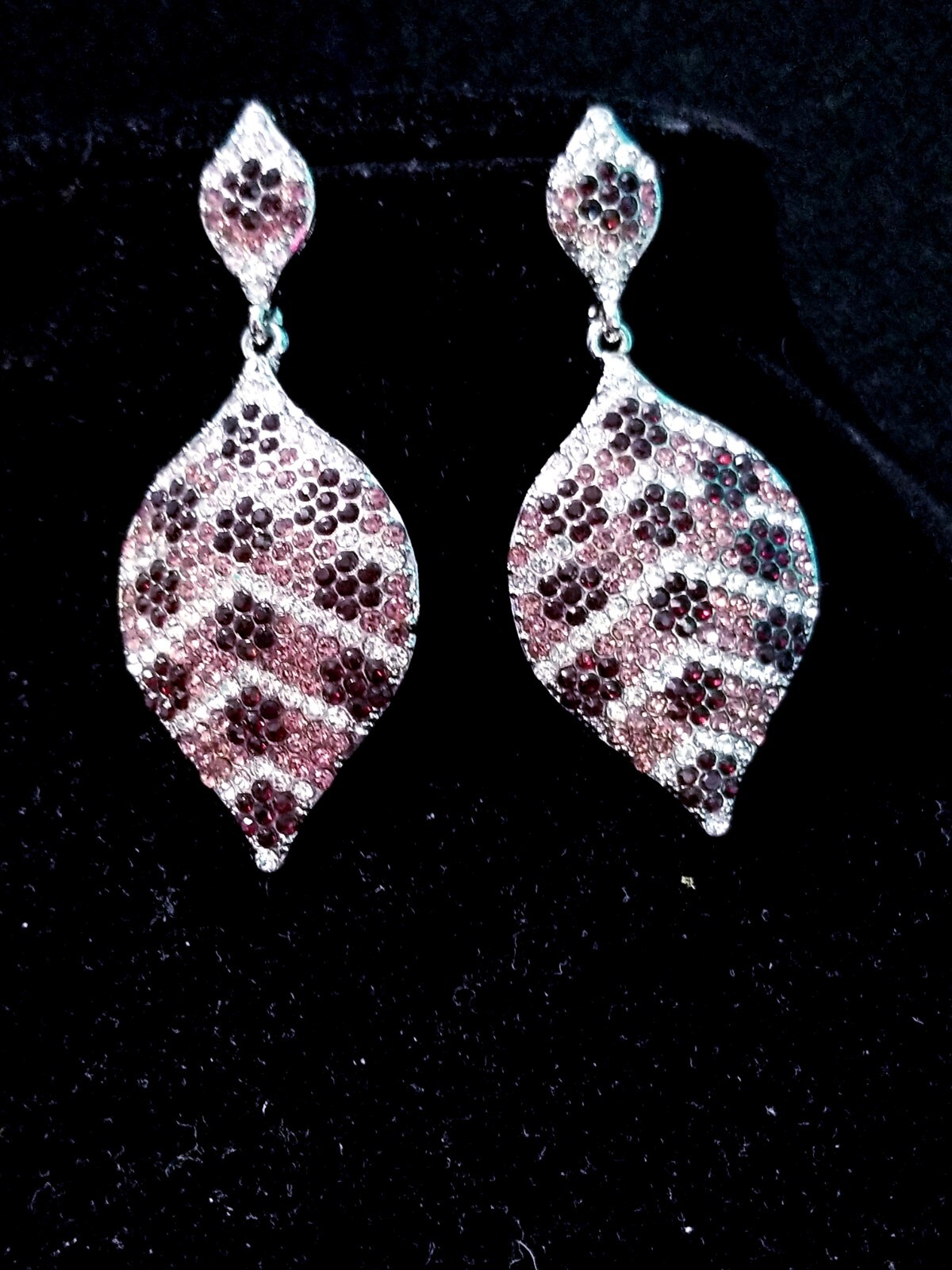 Chandelier Rhinestone Crystal Pageant Bridal Earrings Purple Drop Dangle 2.8 In
