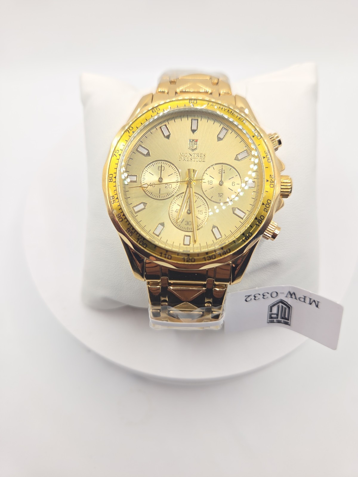 Montres Prestige (MP) gold-tone chronograph-style watch