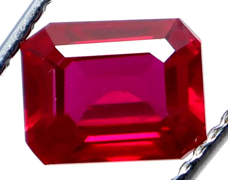 Natural Red Ruby 25 Ct Emerald Cut Faceted Certified Loose Gemstone With Gift
