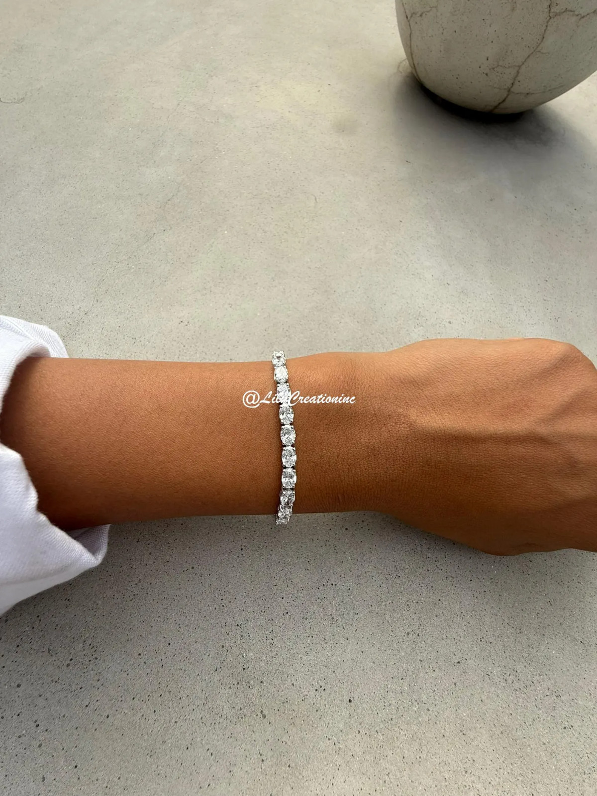 11 Carat Oval East to West Lab Grown Diamond Tennis Bracelet 6.50 Inch 14K Gold
