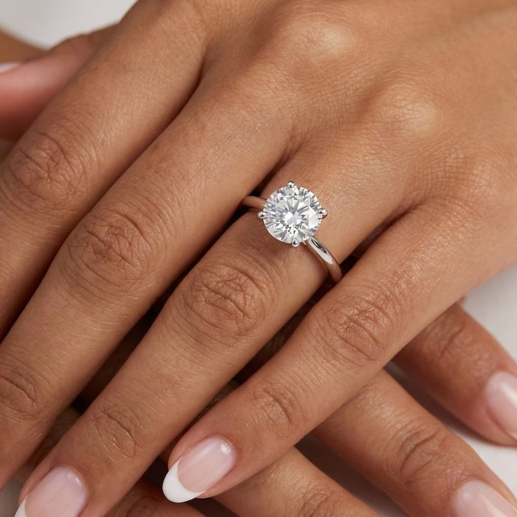 Solitaire Engagement Ring 14K Gold Petite 1.70 Carat Round Natural Diamond D SI3