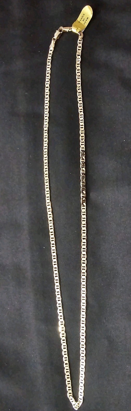 24in 3mm 14k Gold plated over brass Mariner Chain Necklace with red velvet bag.