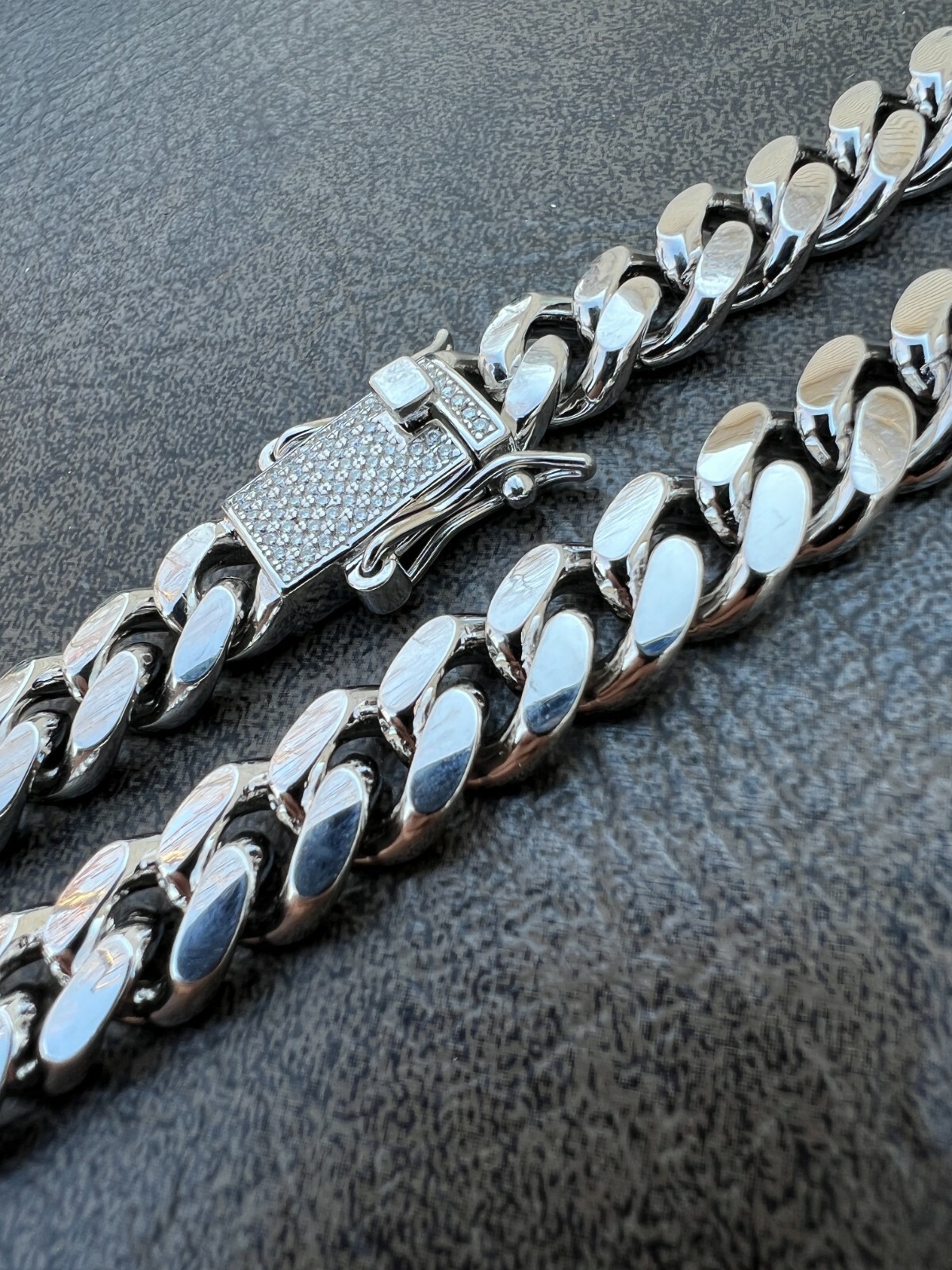 Real Miami Cuban Chain Necklace 925 Silver MOISSANITE Iced Clasp Passes Tester