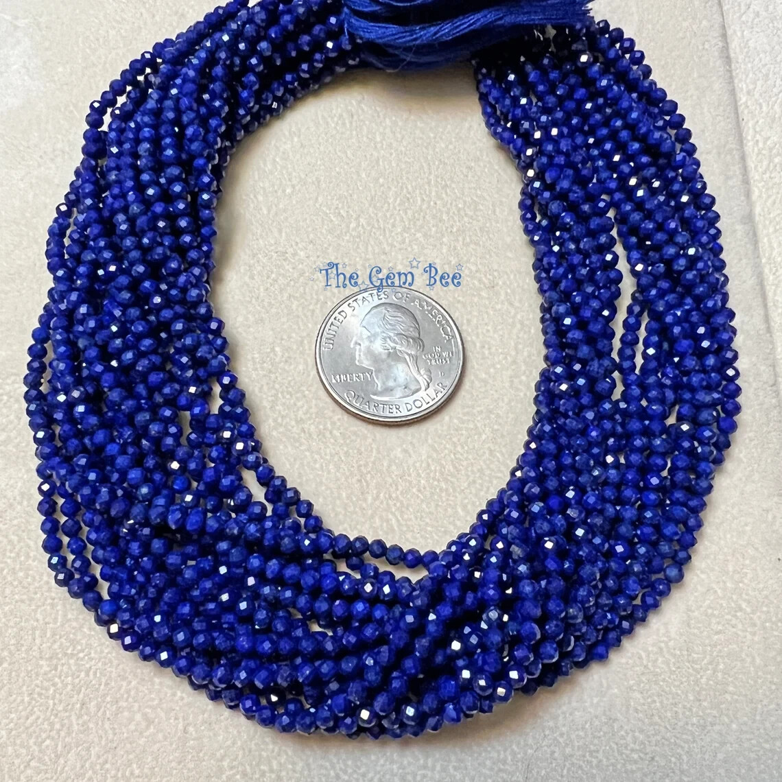 3mm Royal Blue Afghani Lapis Lazuli Faceted Round Rondelle Beads 13 inch Strand