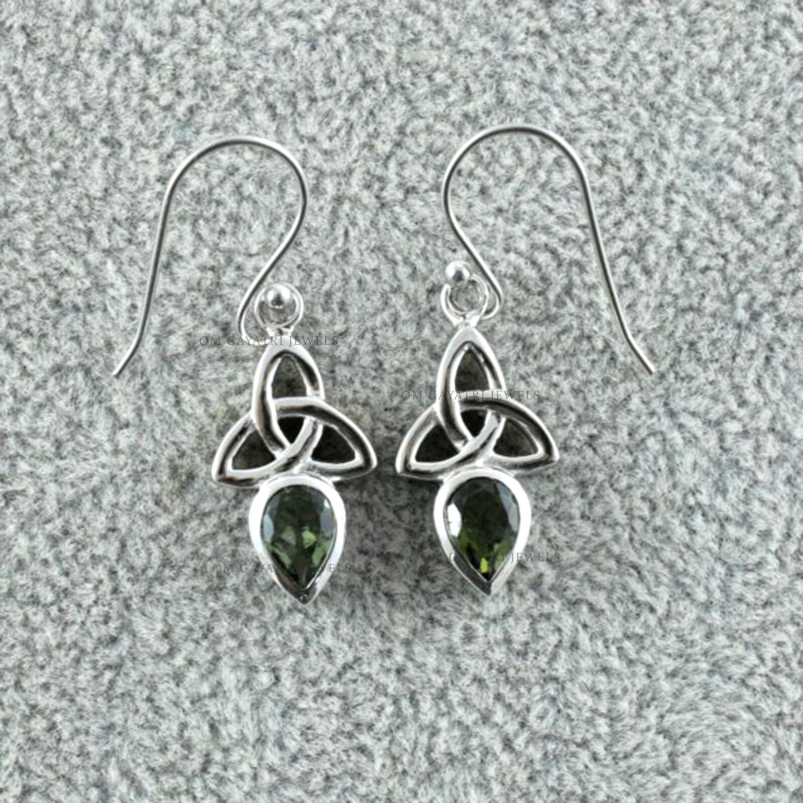 Natural Genuine Moldavite Gemstone Earring 925 Streling Silver Handmade Jewelry