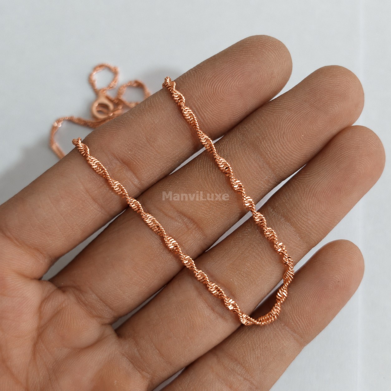 Pure Copper Singapore Chain Necklace, Twisted Dainty Layering Jewelry