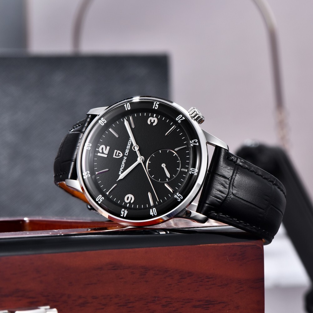 Men Automatic Mechanical Watch Large Dial Leather Sapphire Glass 100M Waterproof