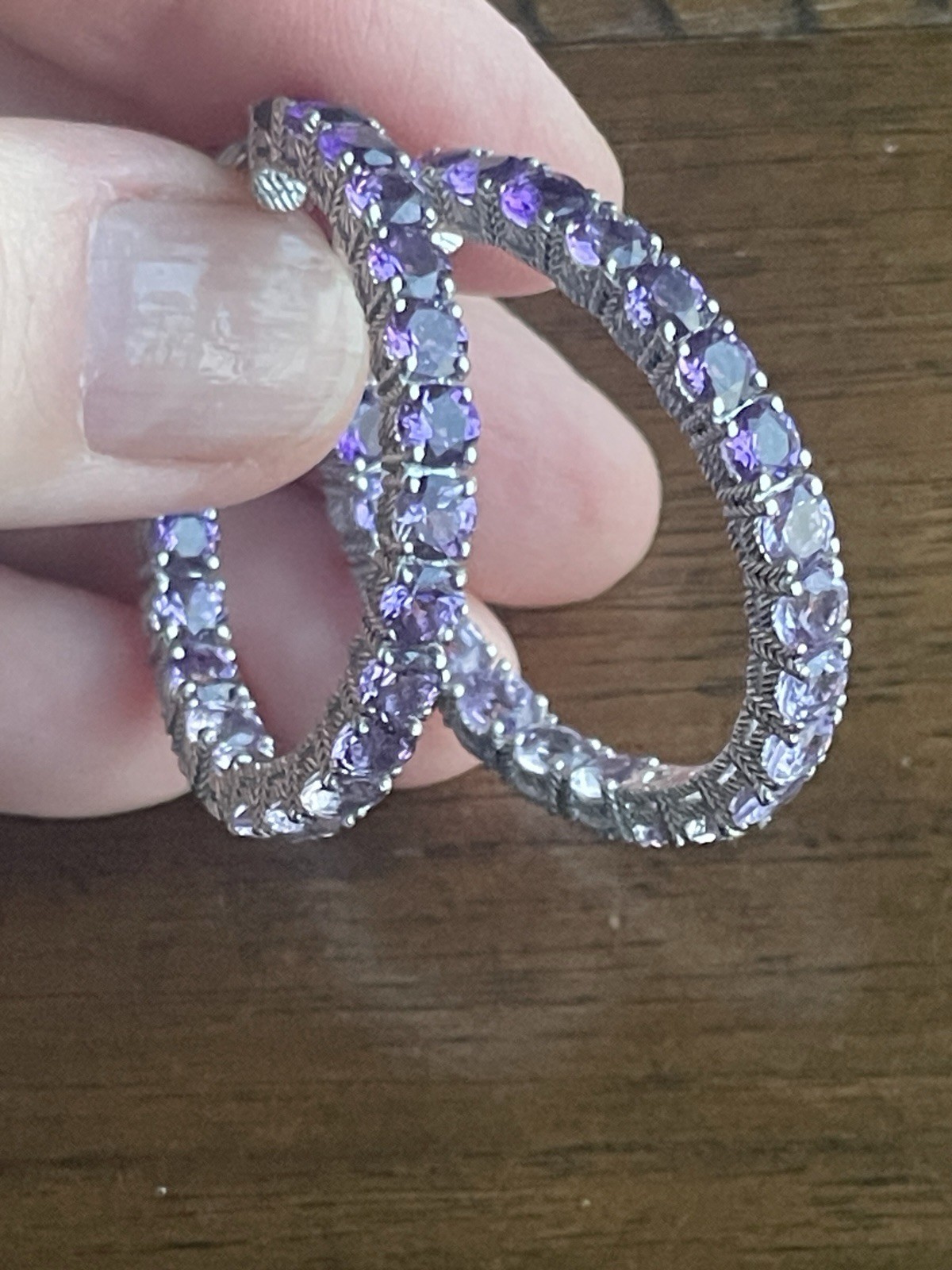 JUDITH RIPKA 925 SILVER Ombré Purple Amethyst Hoop EARRINGS
