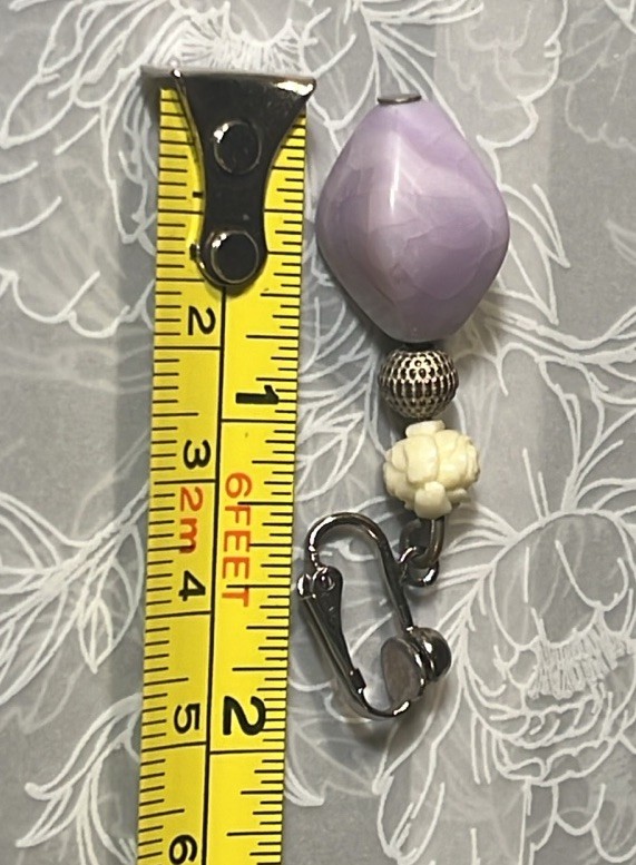 Vintage Lavender, White & Cream “carved” Flower Beaded Necklace & Earrings Set