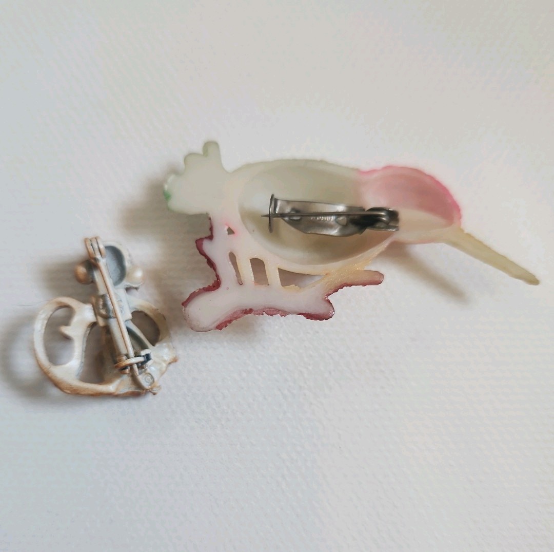 Random Animal Brooches Pins Cicada Monkey Bird Lot Of 6
