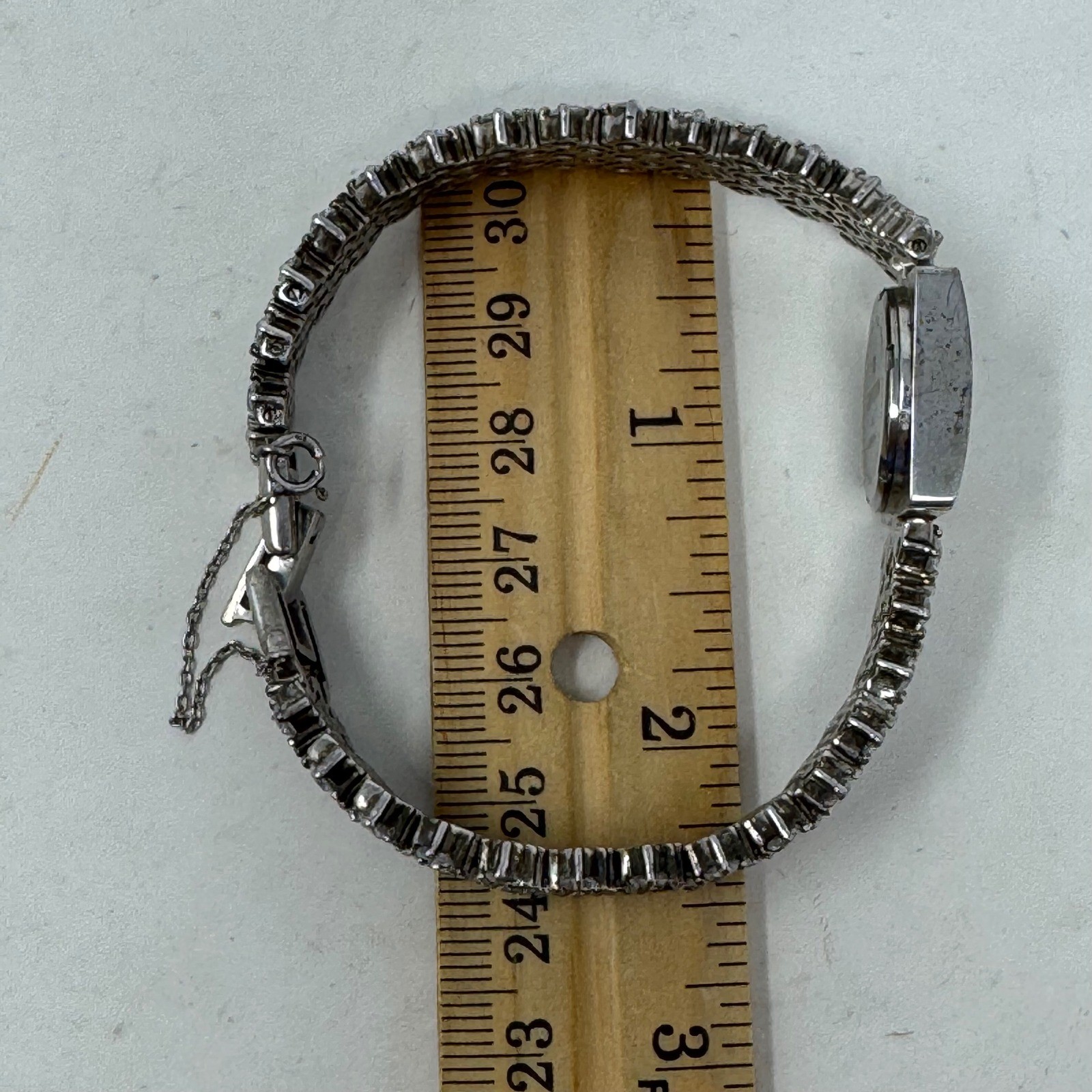 Croton Womens 925 Sterling Silver Quartz Watch Stone Bracelet 7.25in Needs Batt.