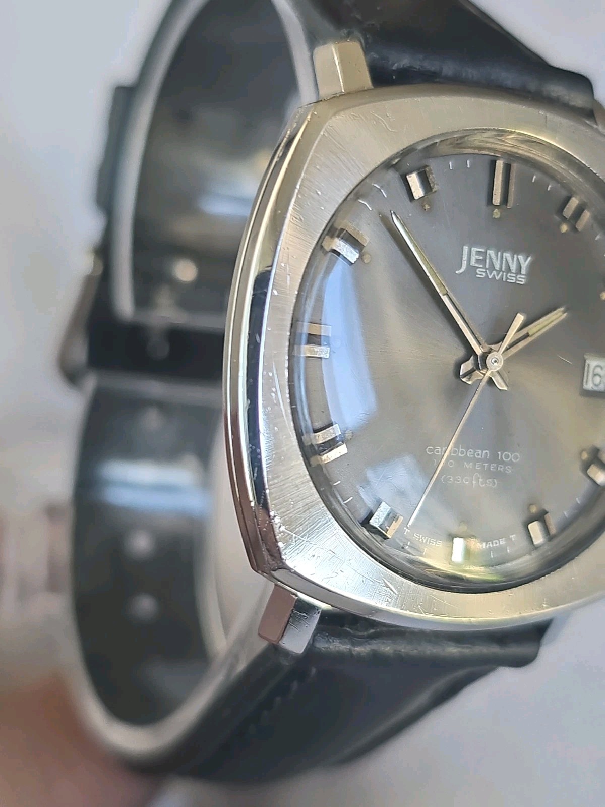 Rare Mens Vintage JENNY SWISS CARIBBEAN 100 ETA 2452 Automatic Wristwatch