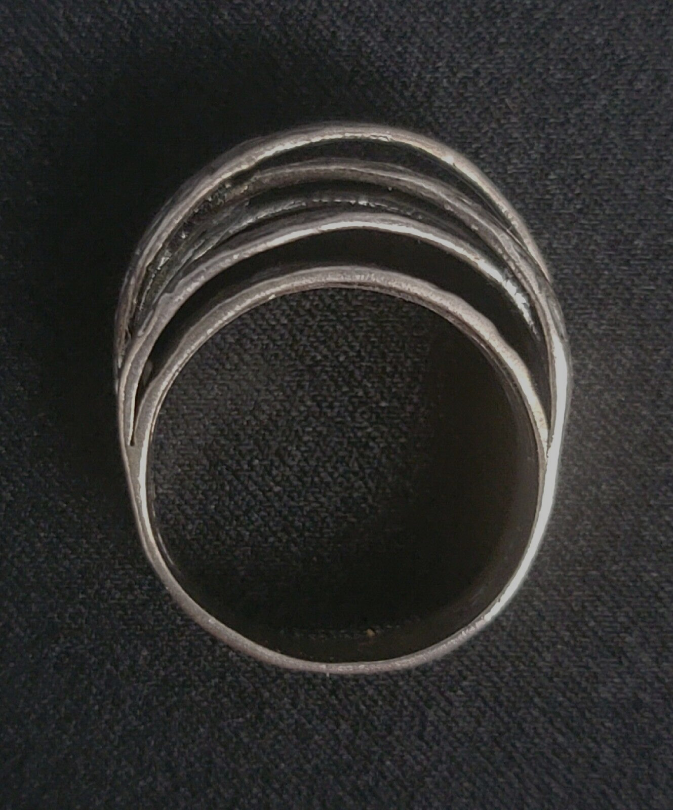Wide Paz Sterling Silver Band Ring Textured Overlay Sz 10 Israel PZ Oxidized 925