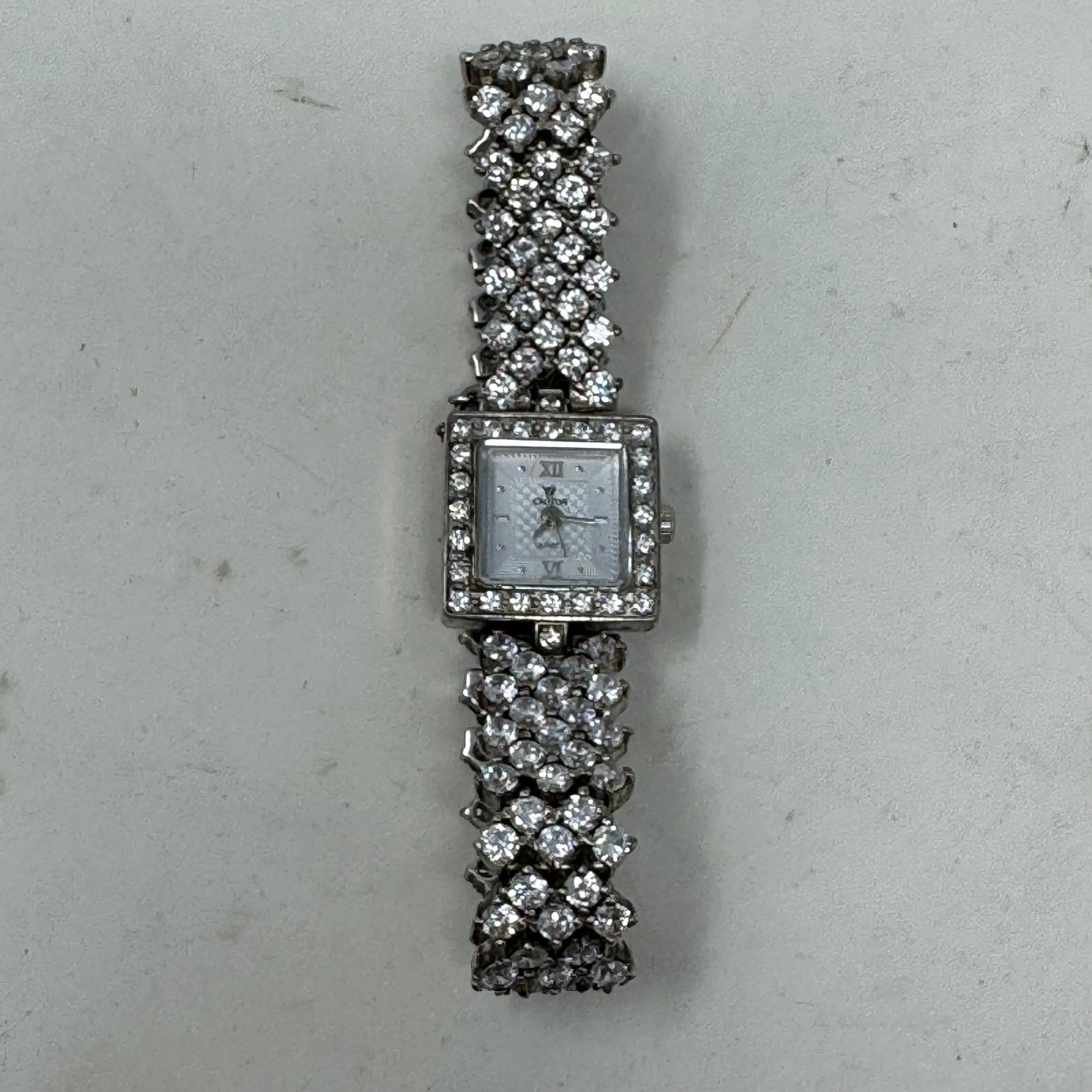 Croton Womens 925 Sterling Silver Quartz Watch Stone Bracelet 7.25in Needs Batt.