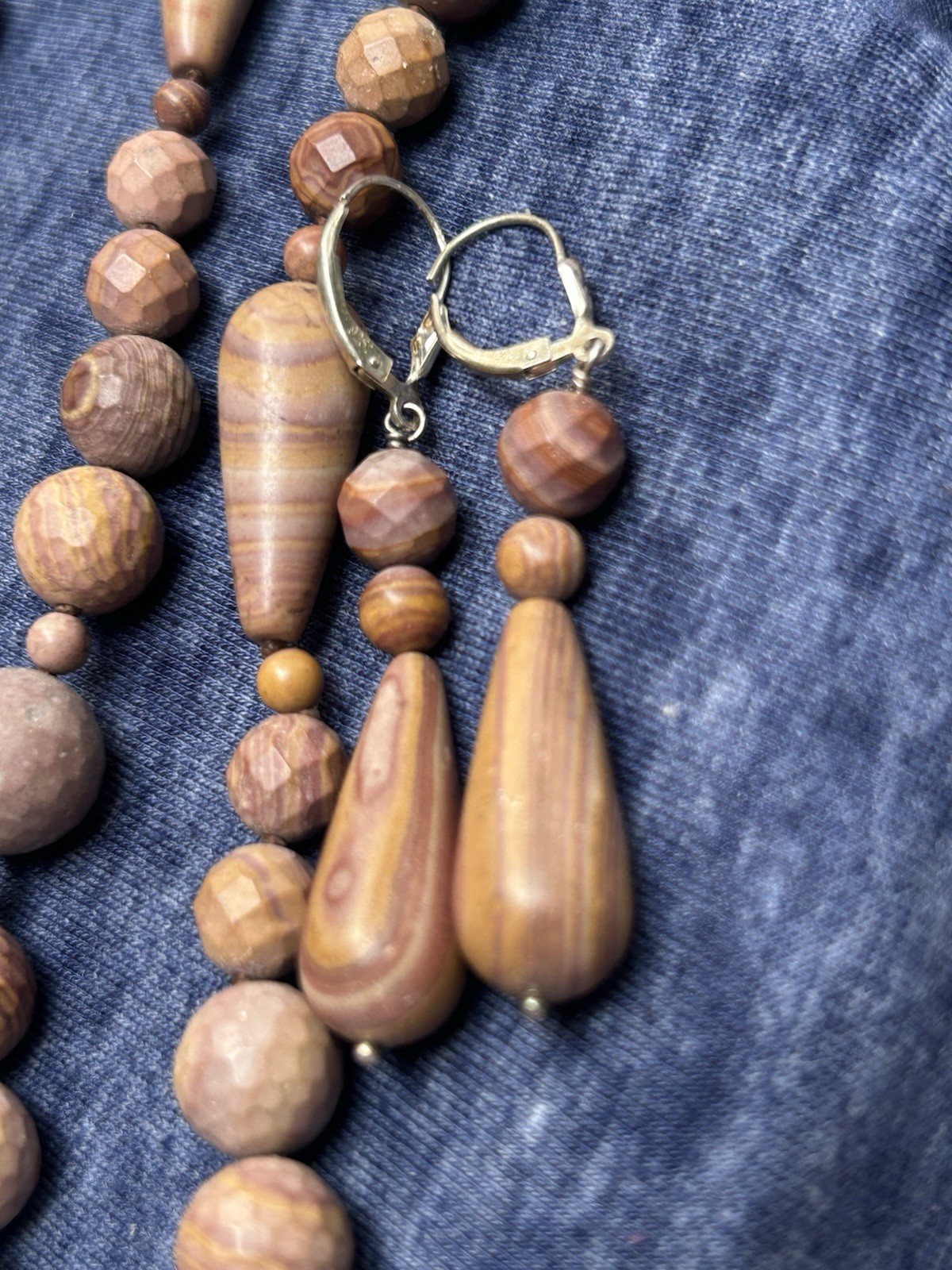 Vintage Jay King Mine Finds Mochazin Swirl Quartzite Neclace and Earring set