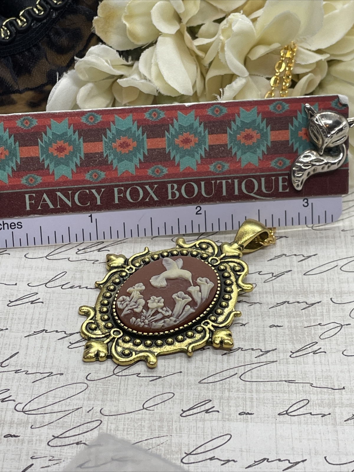 Anniversary Gold Cameo Hummingbird Easter Mother’s Day Birthday wedding Necklace