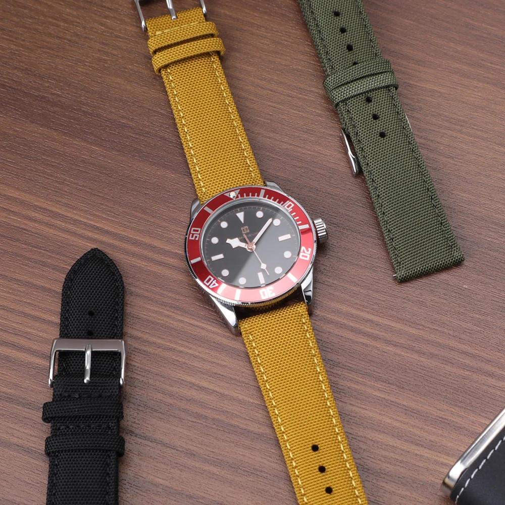 18Mm 19Mm 20Mm 21Mm 22Mm 24Mm Waterproof Sailcloth Watch Strap Two-Sided Nylon W