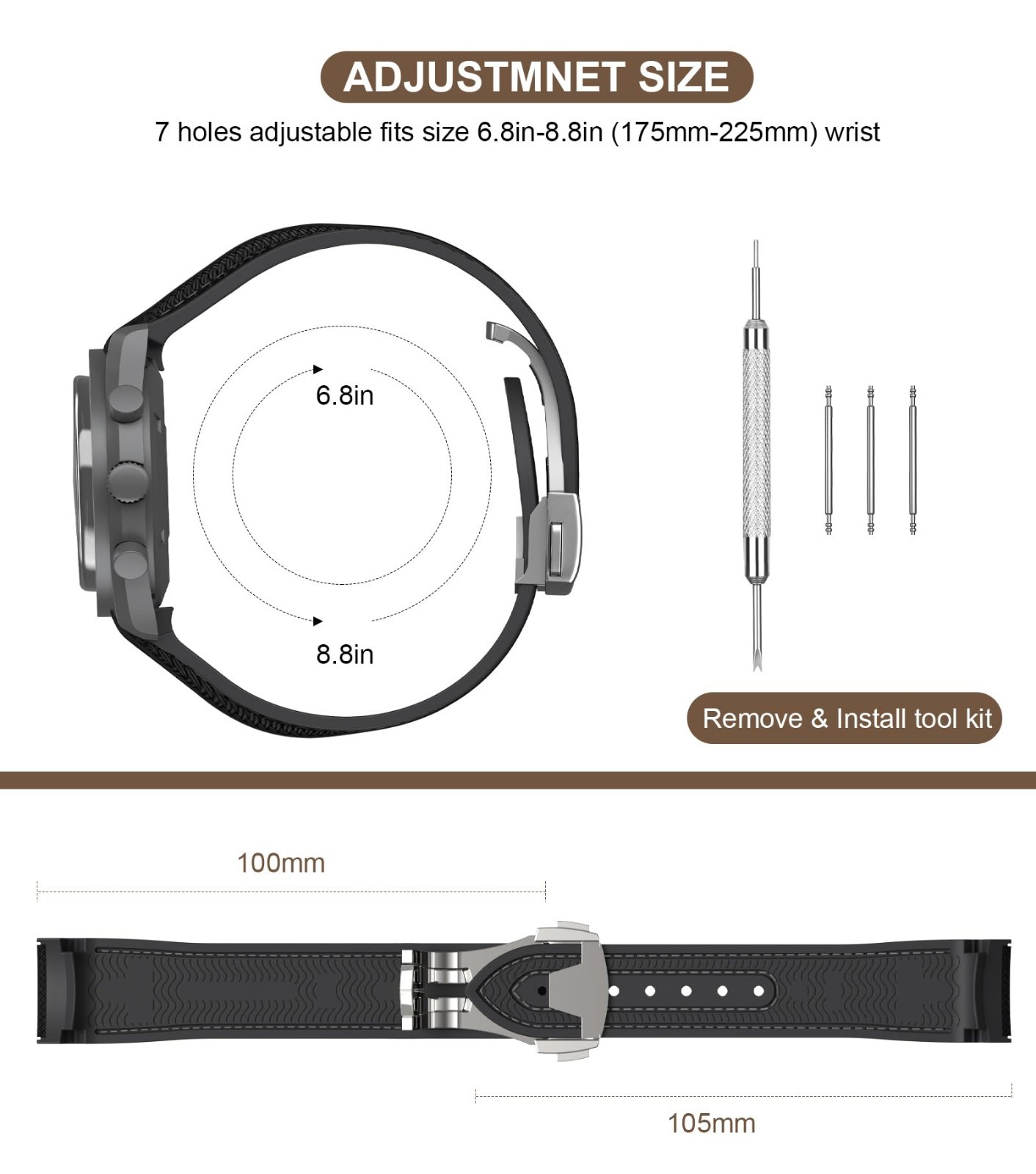 20mm Replacement Strap for MoonSwatch Watch, Colorful Folding Buckle Band, No Ga