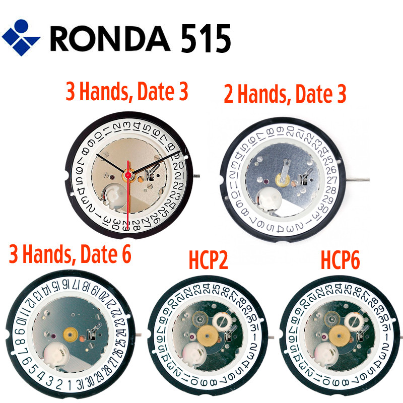 Ronda 515 Quartz Watch Movement, Swiss Parts (Multiple Variations)