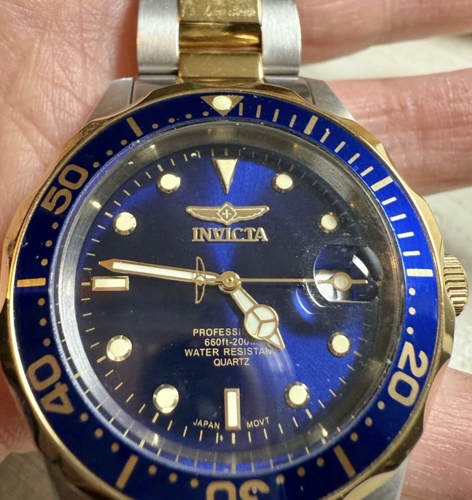 Invicta Men’s Watch Stainless Steel Bracelet, Blue Dial, Quartz Movement