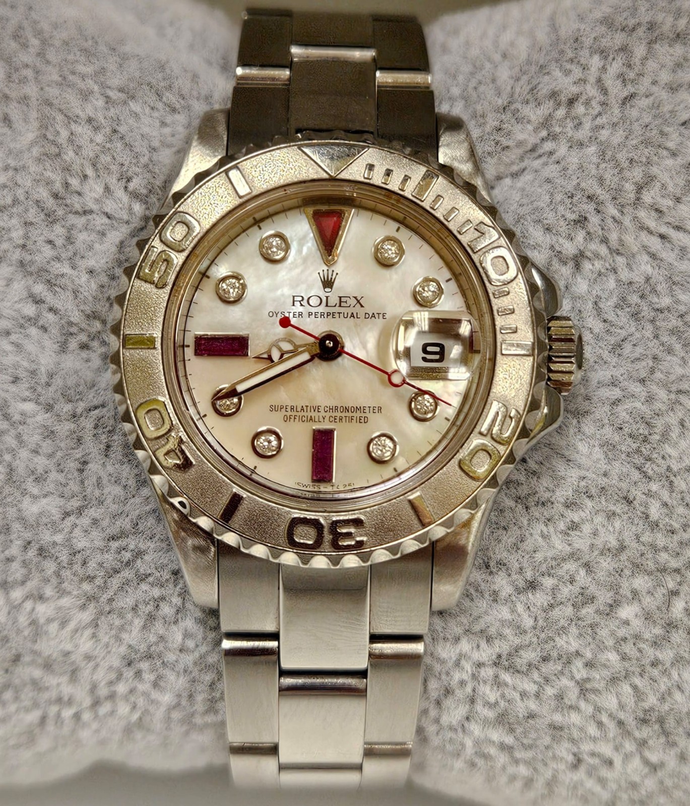 Rolex Yacht Master Lady Stainless Steel Watch Platinum Dial & Bezel 29mm 169622