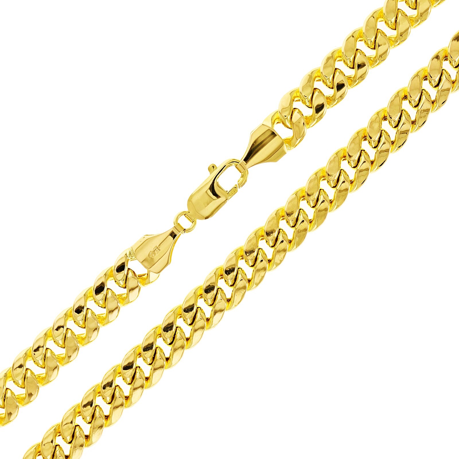 Italian 14k Yellow Gold Semi-Solid Miami Cuban Chain Necklace 22″ 8.7mm 45 grams