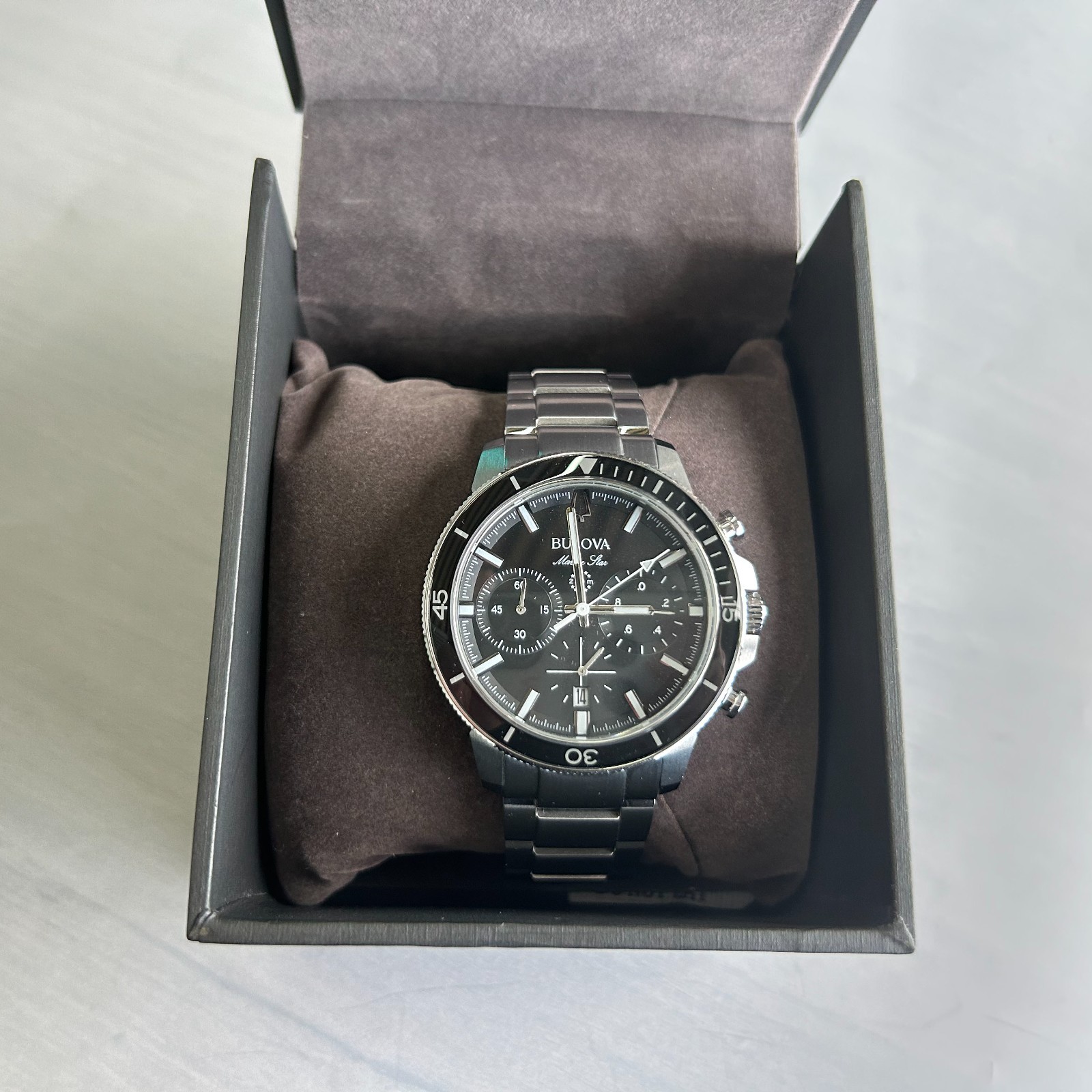 Bulova Marine Star Series C 96B272 Black Dial Stainless Steel Men’s Quartz Watch