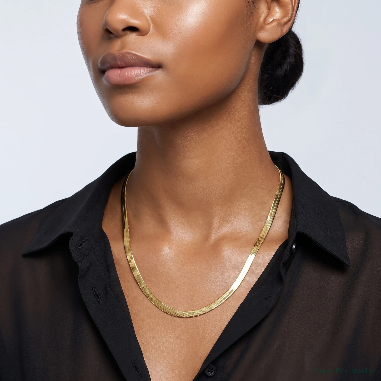 14K Yellow Gold 5mm Silky Herringbone Chain Necklace 16″-24″