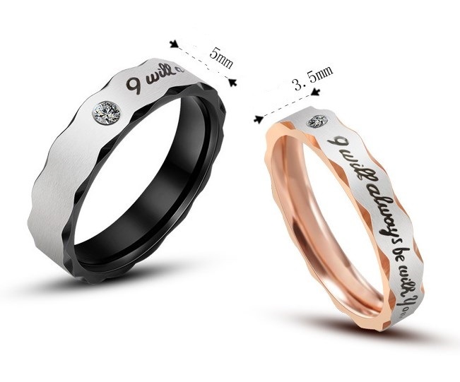New Design Stainless Steel Couple Rings Promise Love Forever Wedding Gift