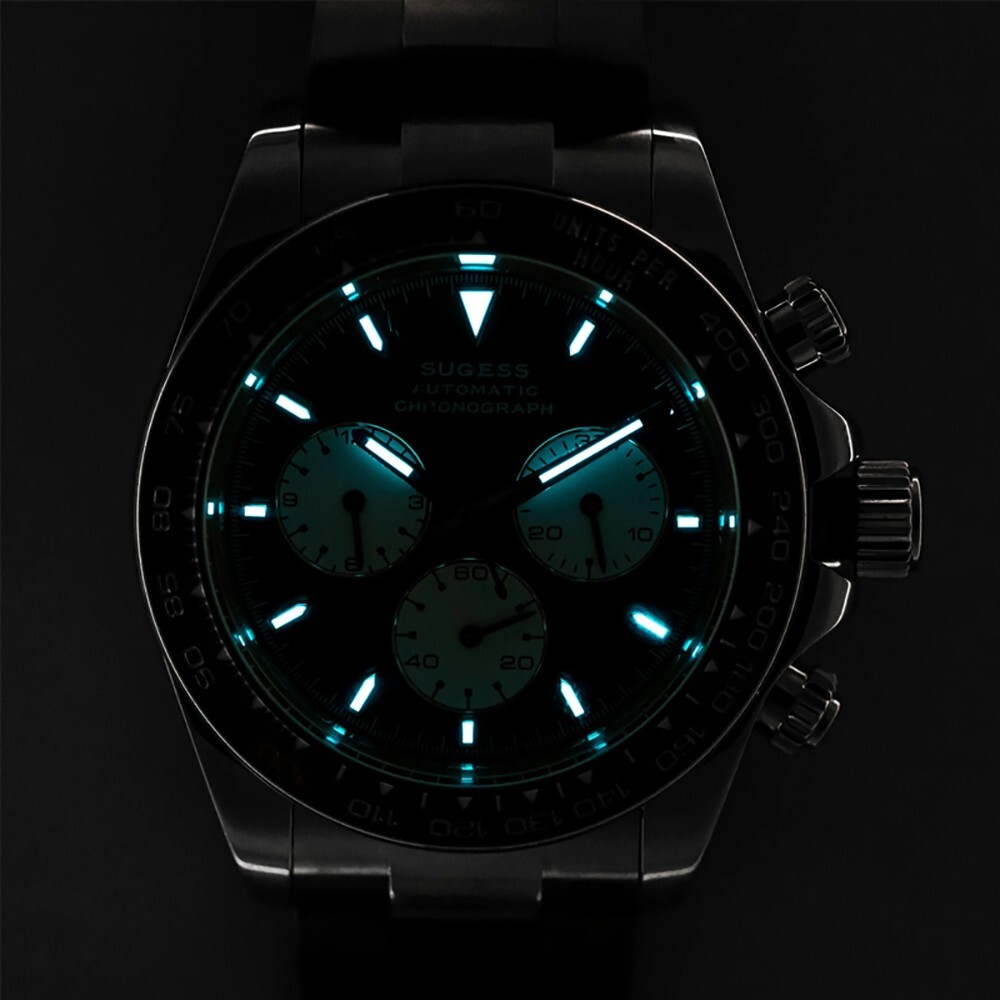 Sugess S418-2 Chronograph Automatic Steel White Black Ceramic Men’s Watch