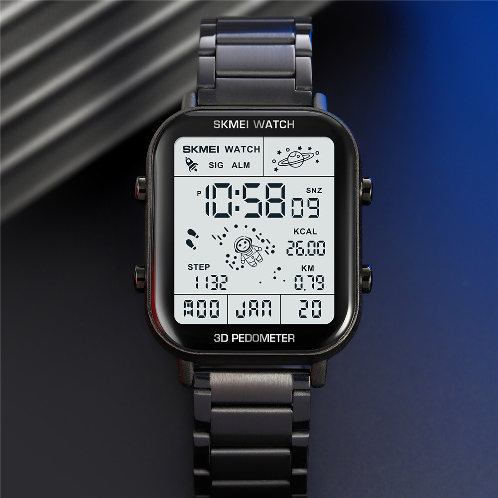 SKMEI Sport Watch Men Astronaut Dial Digital Wristwatch Male Steel LED Watches