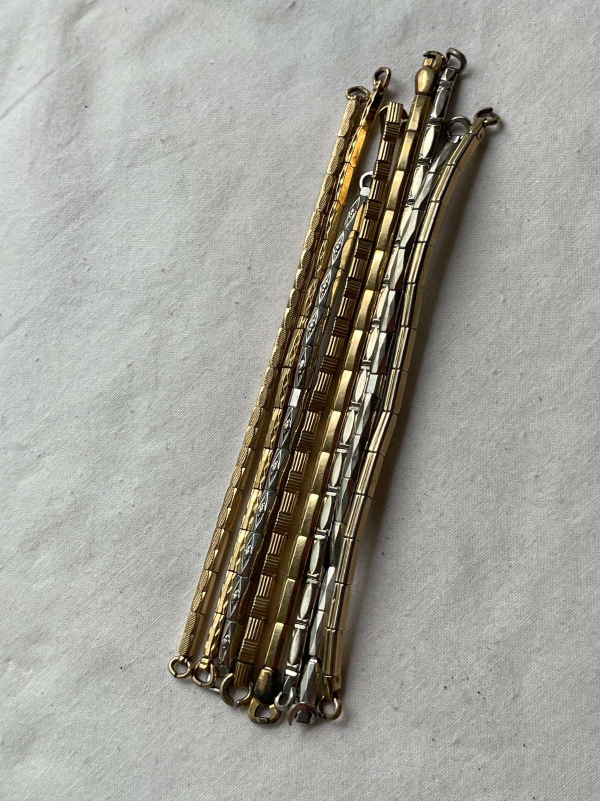 GREAT KIT!!! 8 art-deco USA gold filled ladies watch bands – lot 0807