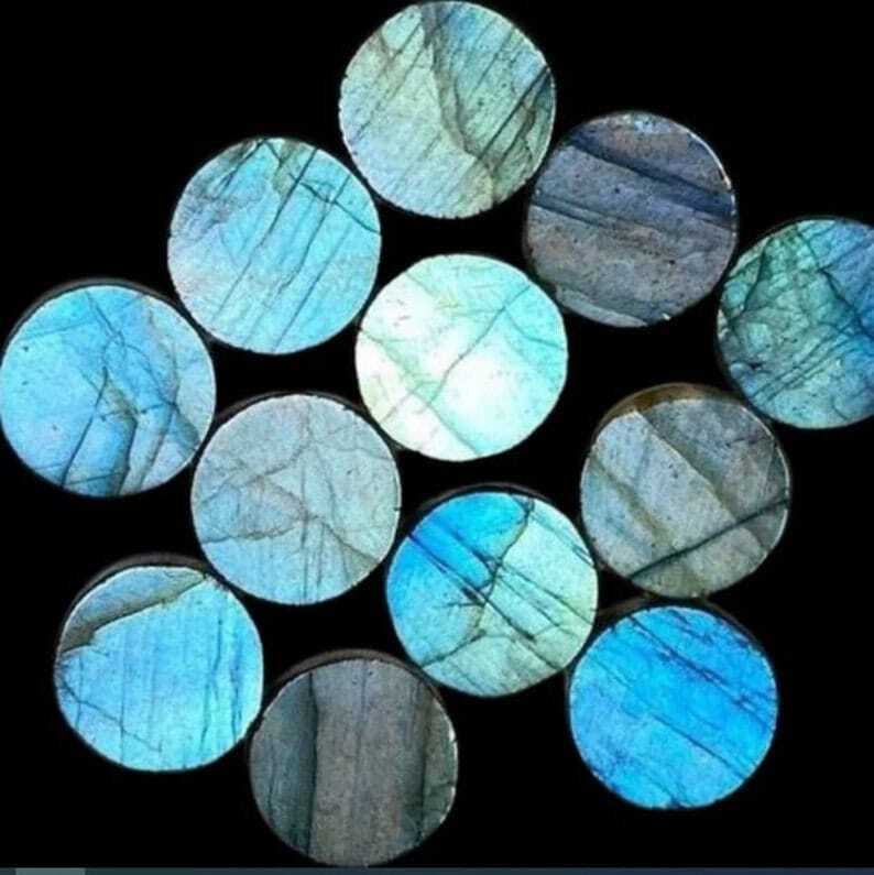 Top Quality Natural Labradorite Flat Round Cabochon Coin loose gemstone 6mm-20mm