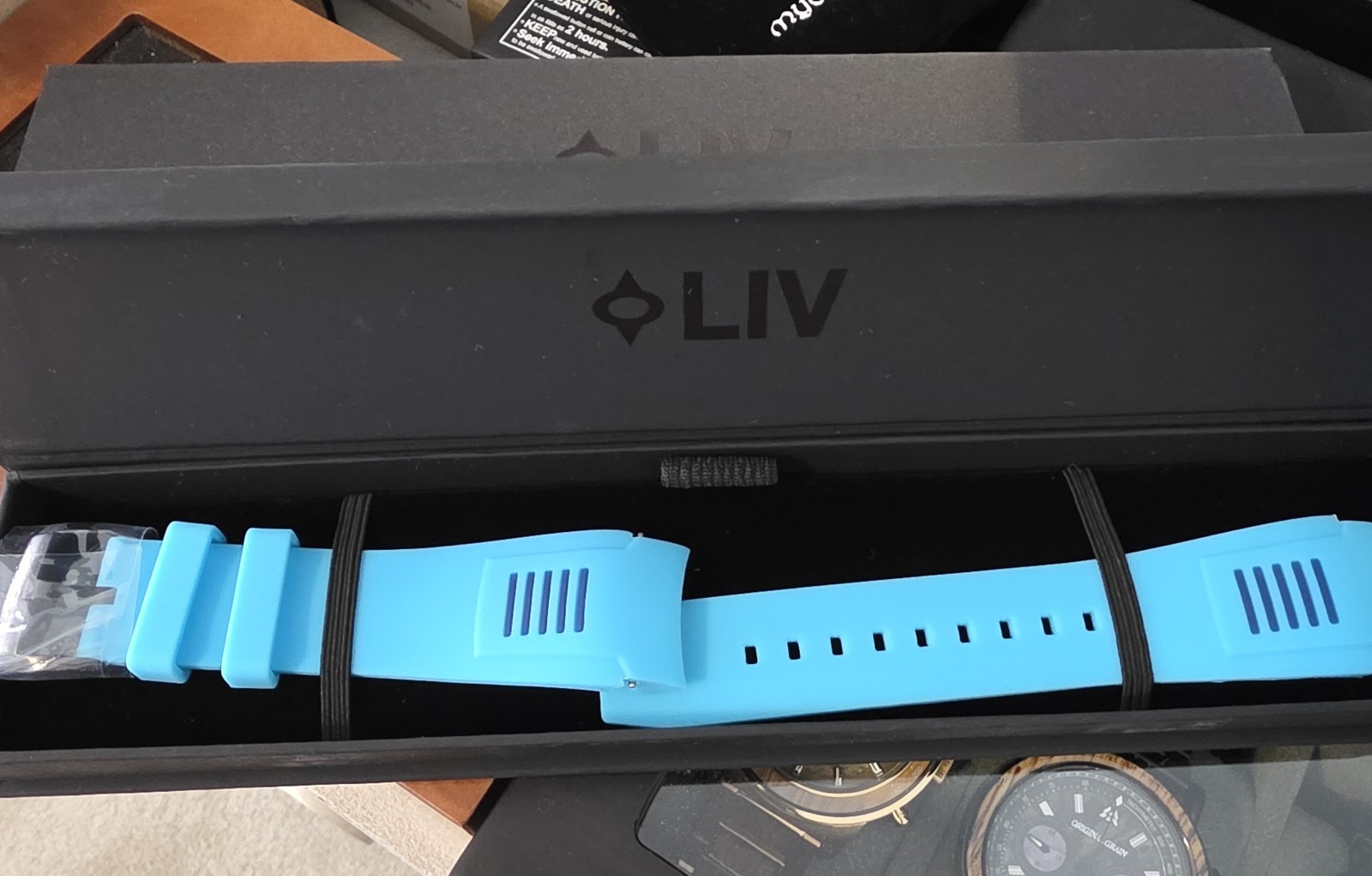 LIV GX1 Chronograph Blue Dial Men’s Watch Stainless Steel Black Bracelet Box
