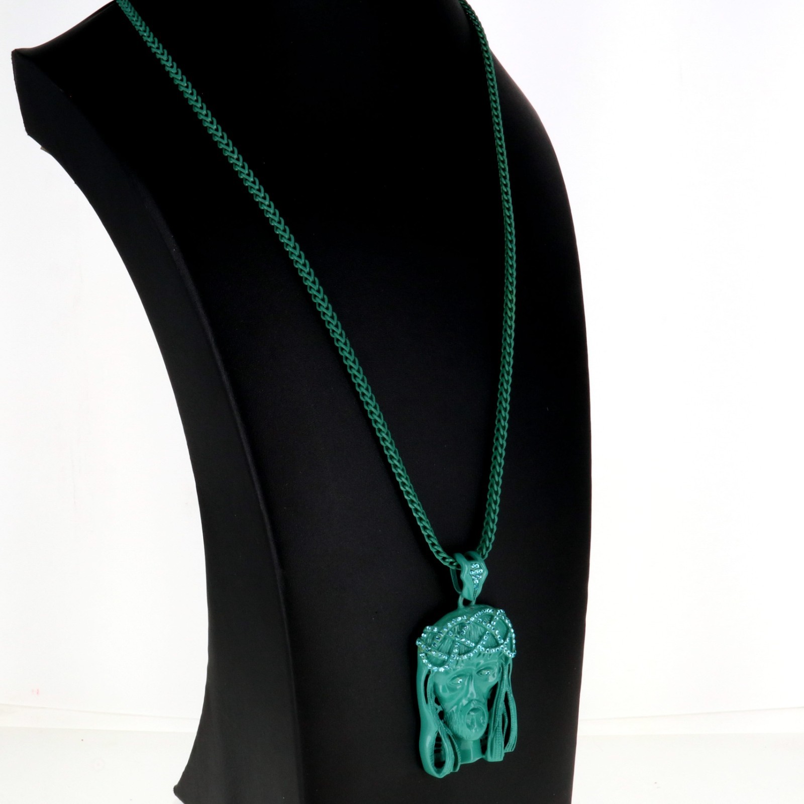 Red Large Jesus Face Pendant With 38″ Franco Chain Hip Hop Necklace New