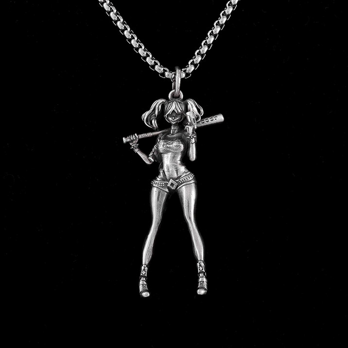 Harley Quinn Jewelry Vintage Silver Color DC Batman Sexy Pendant Necklace