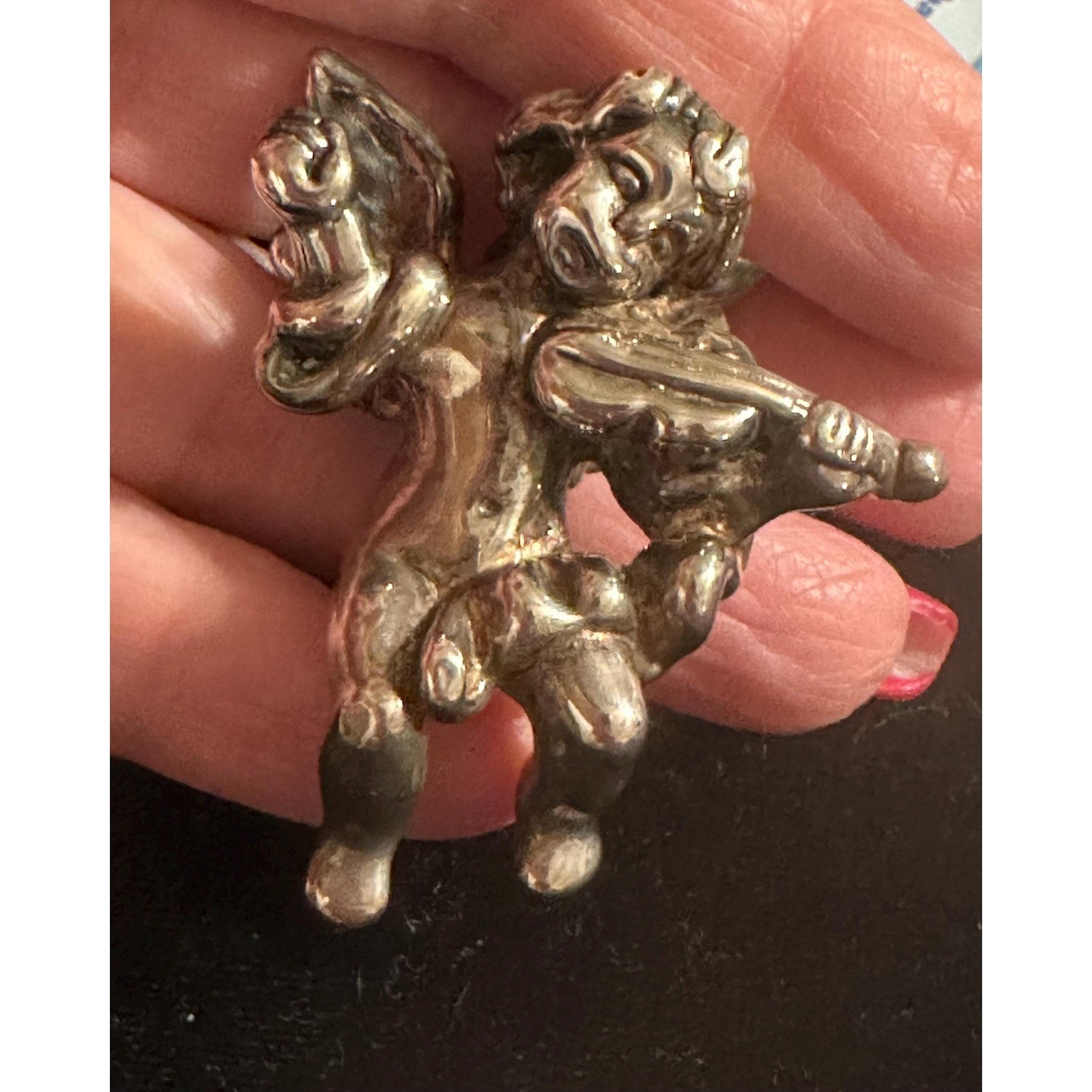 Sterling Silver Electroform Cherub Angel Pin Pendant