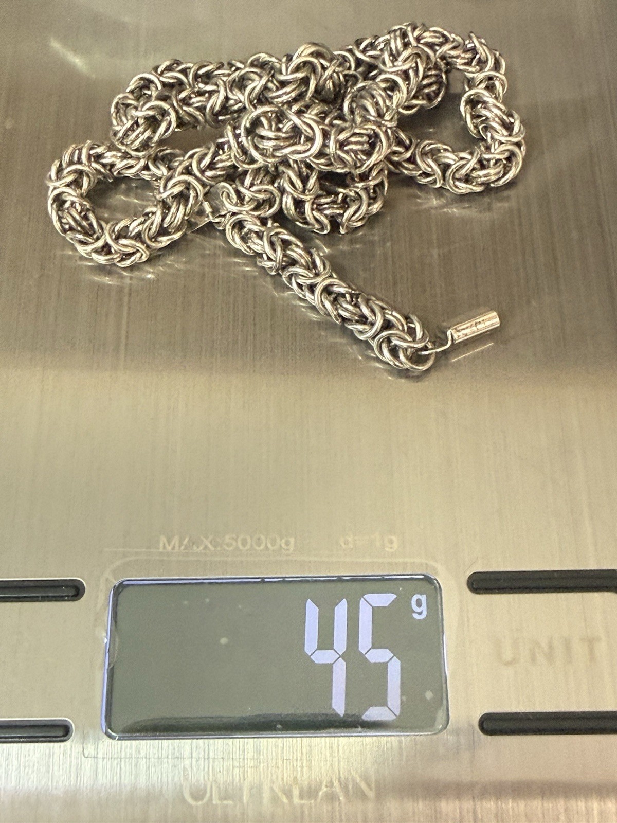 Solid 800 Silver Byzantine Rope Chain Necklace 18 Length 45 grams