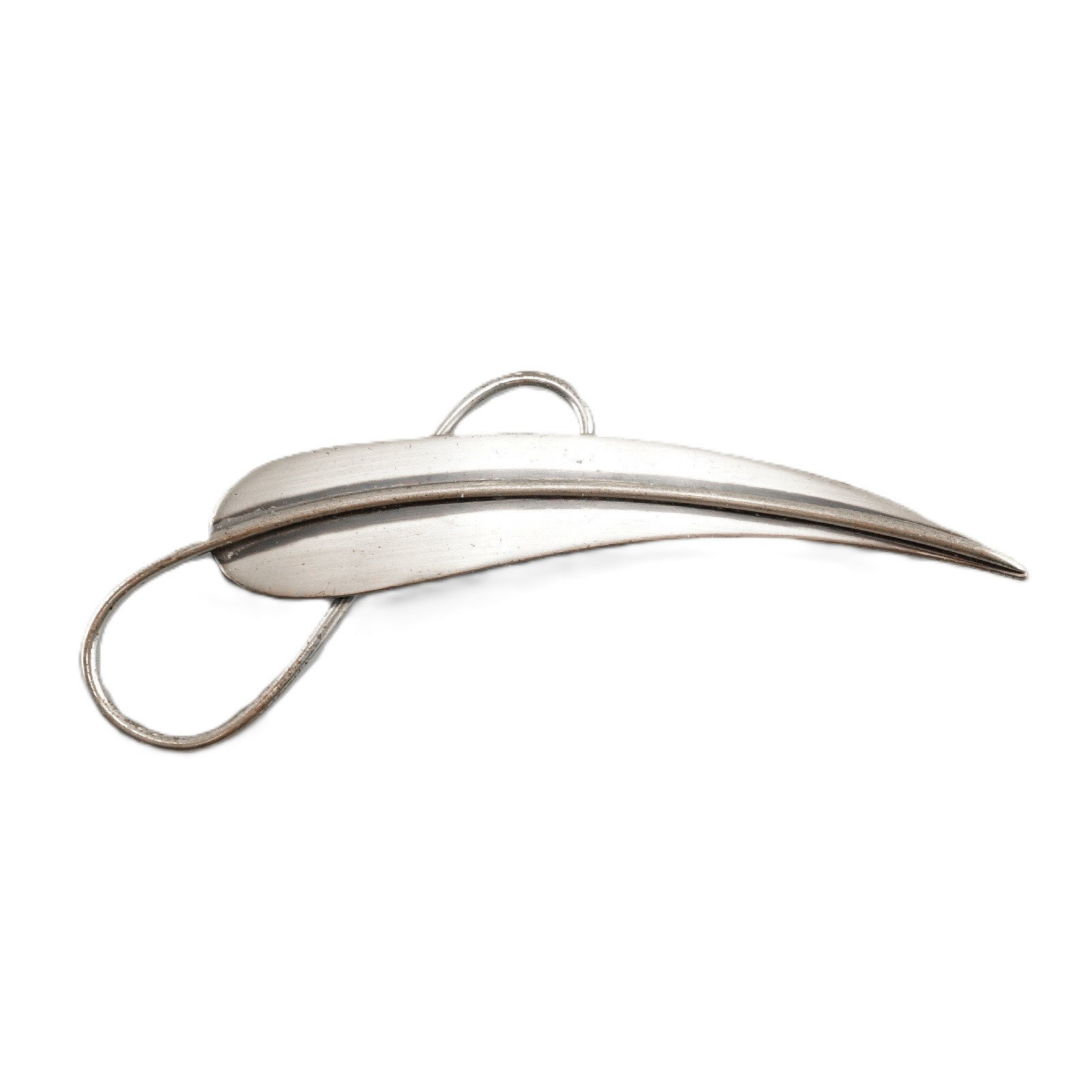 Large Modernist ORB / Otto R Bade 925 Sterling Swoop Leaf Brooch Vintage 12.9g
