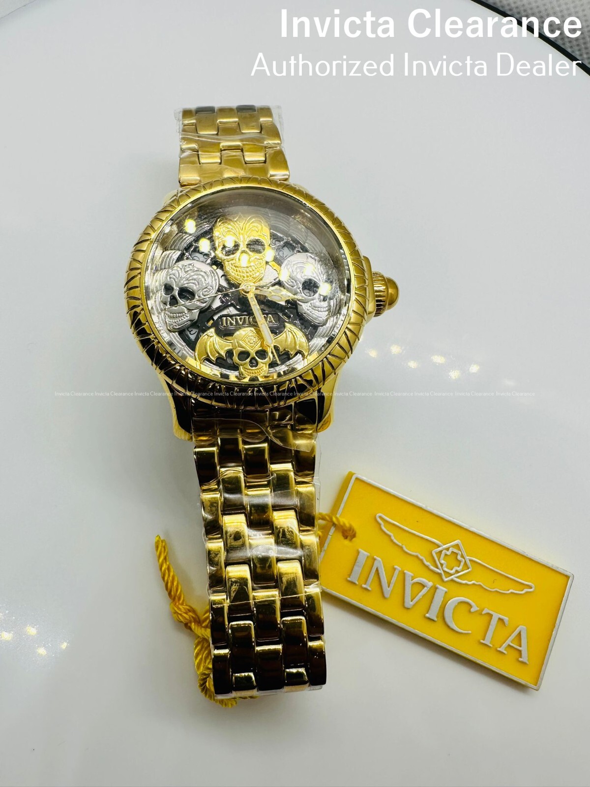 Invicta Artist Bone Collector Ladies Skull Swiss Stainless Steel Watch RARE