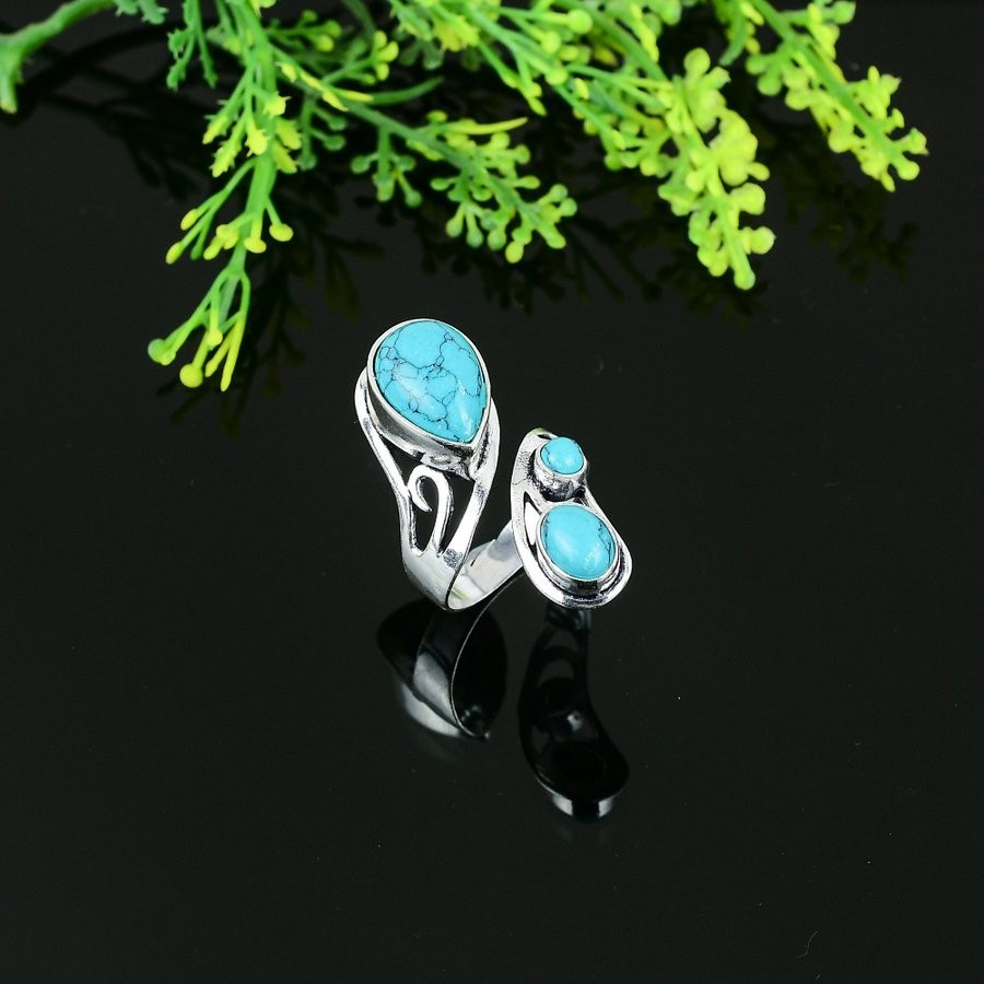 Santa Rosa Turquoise Gemstone 925 Sterling Silver Gift Jewelry Ring Size 6 E333