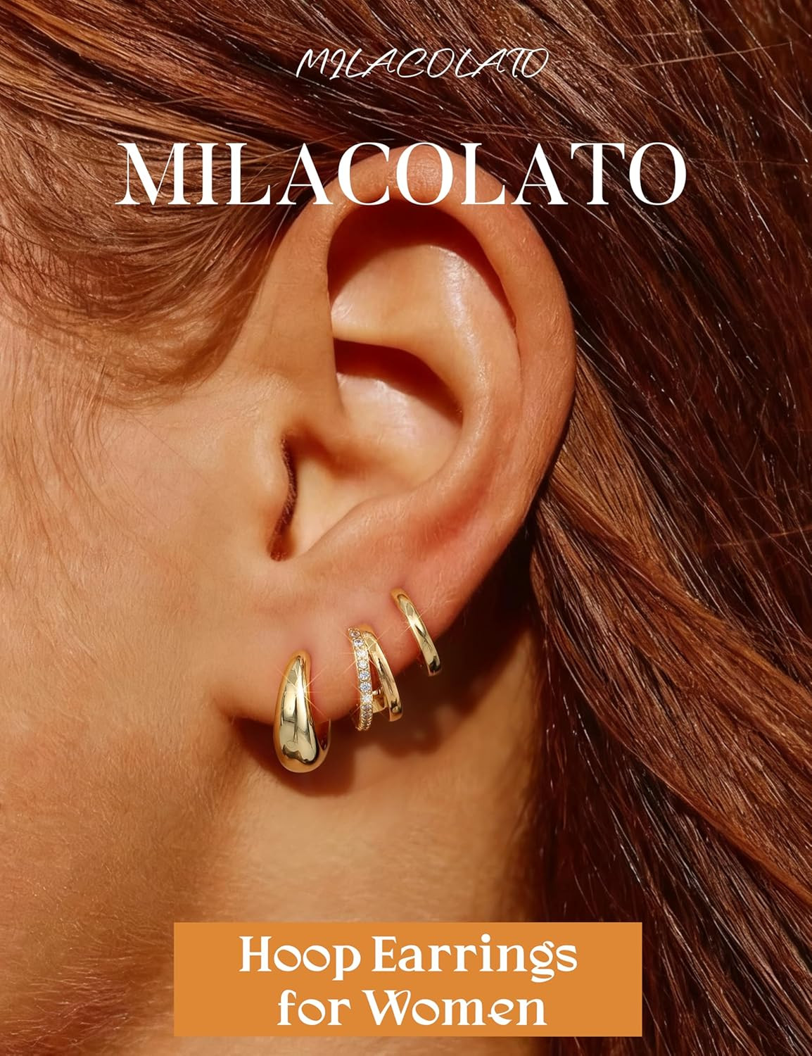 3 Pairs Small 14K Gold Plated Hoop Earrings for Women Trendy Hypoallergenic Silv